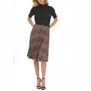 Tommy Hilfiger Animal Print Mixed-Media Ponte Top Dress